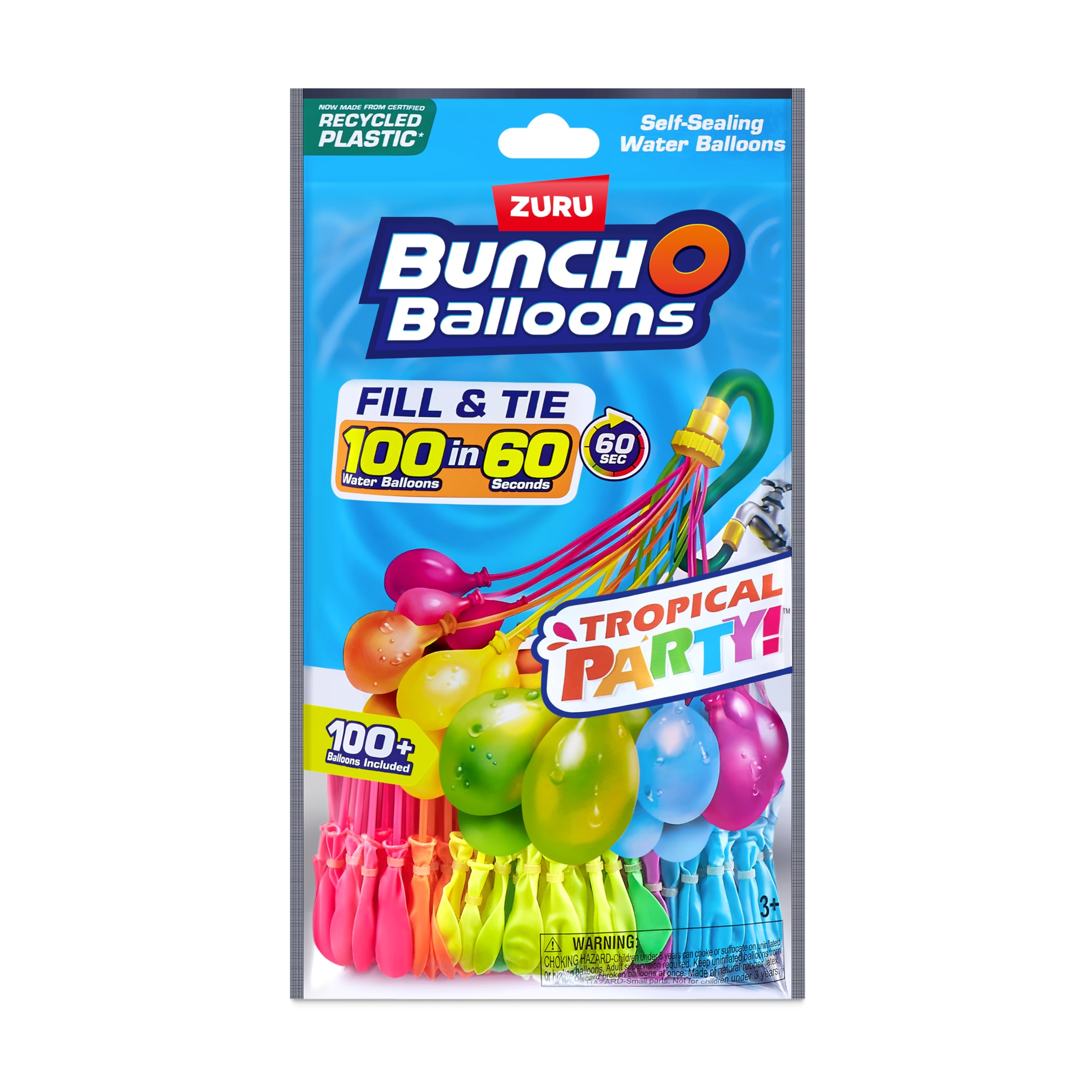 Bunch O Balloons Tropical Party by ZURU, 100+ Rapid-Filling Self-Sealing Tropica