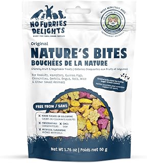 No Furries Delights Treats, 100% All Natural Mini Bites for Rabbit Hamster Guinea Pig Chinchilla Pet Rat Mice Gerbil Bird Healthy Enrichment Bonding Rewarding Training Nature's Bites Variety Pack 50g