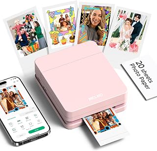 Nelko PP01 Photo Printer, 2x3 Portable Photo Printer, Mini Printer, Pink | Instant Color Inkjet Printer for Smartphone, Sticky-Back Photos, Bluetooth Compatible with iOS & Android, AI App Editing