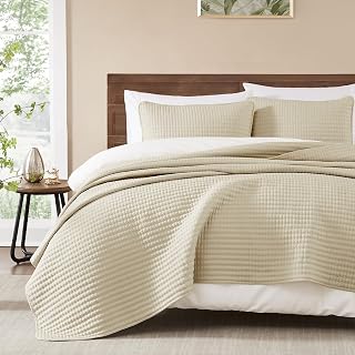 Queen Quilt- Lightweight Bedspreads Beige Queen Size Quilt Bedding Set
