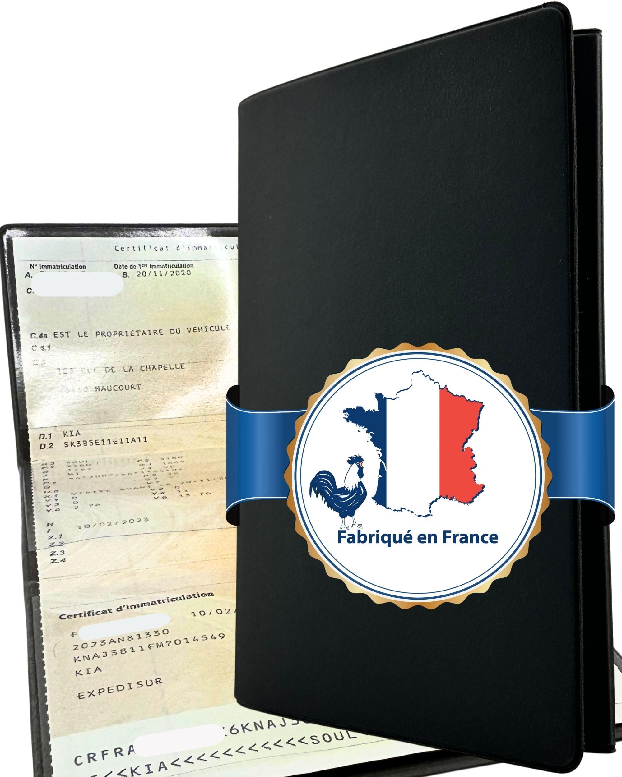Ugozen 3-Part Grey Card Holder - Made in France - Protective Pouch for Car Paper