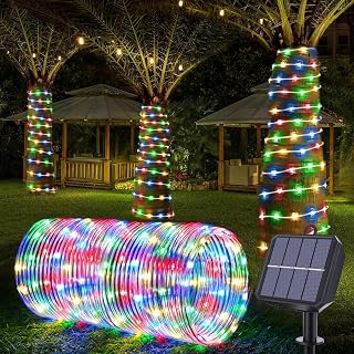 Mixtooltoys Trampoline Accessories 200 LED Trampoline String Lights, 66ft IP 65 Waterproof Solar Tube Lights Outdoor, 8 Modes Solar Rope Light for Garden Yard Ladder Slide Tent Camp (Multicolor)