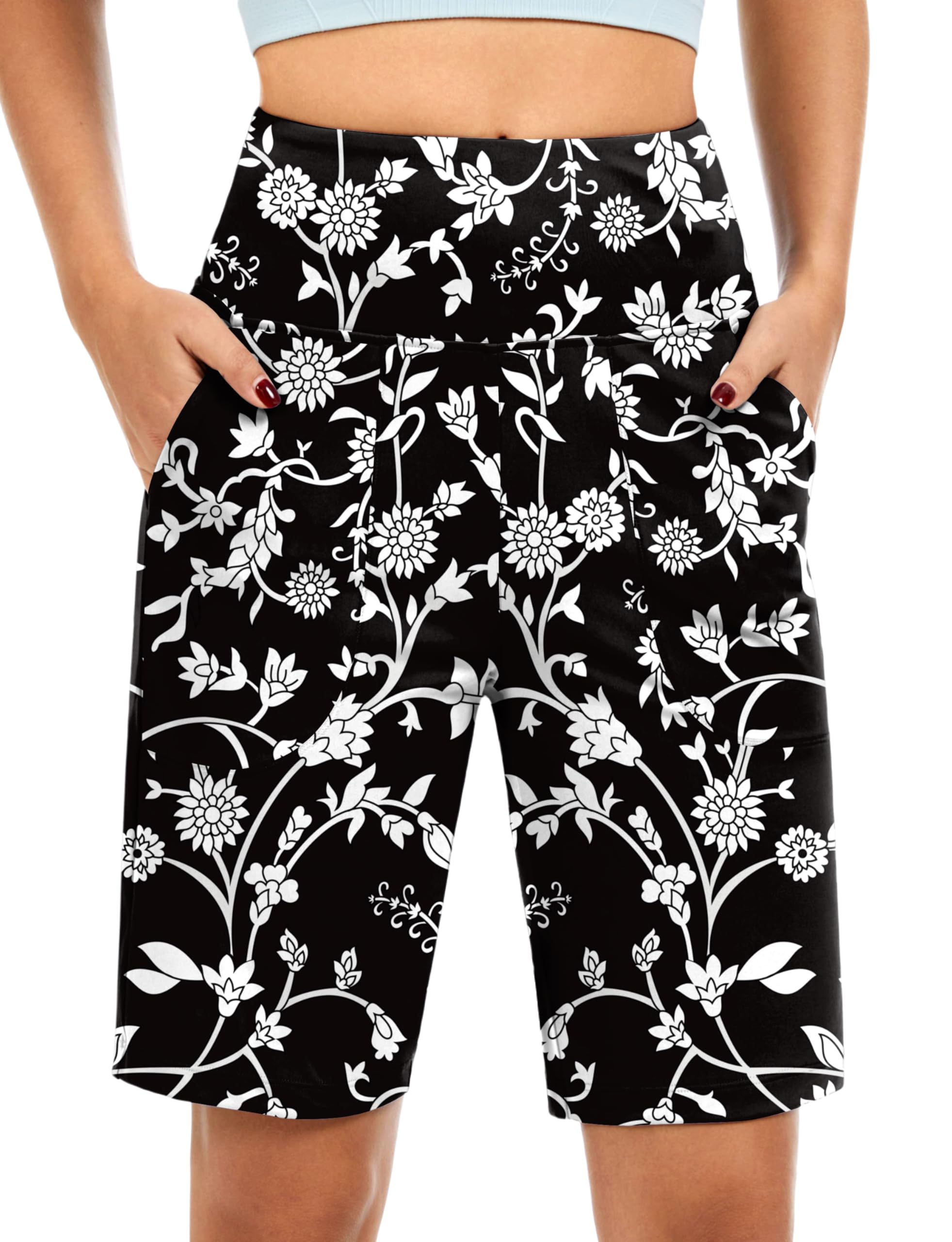 Blouty Women's 9" Long Bermuda Shorts with Pockets