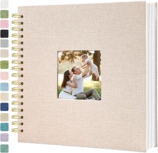 10 x 10 Inch Scrapbook Photo Album Linen Cover Hardcover Kraft Memory Book | LINEN COVER, HARDCOVER, ACID-FREE KRAFT SHEETS, EASY MOUNTING, DIY CRAFTS