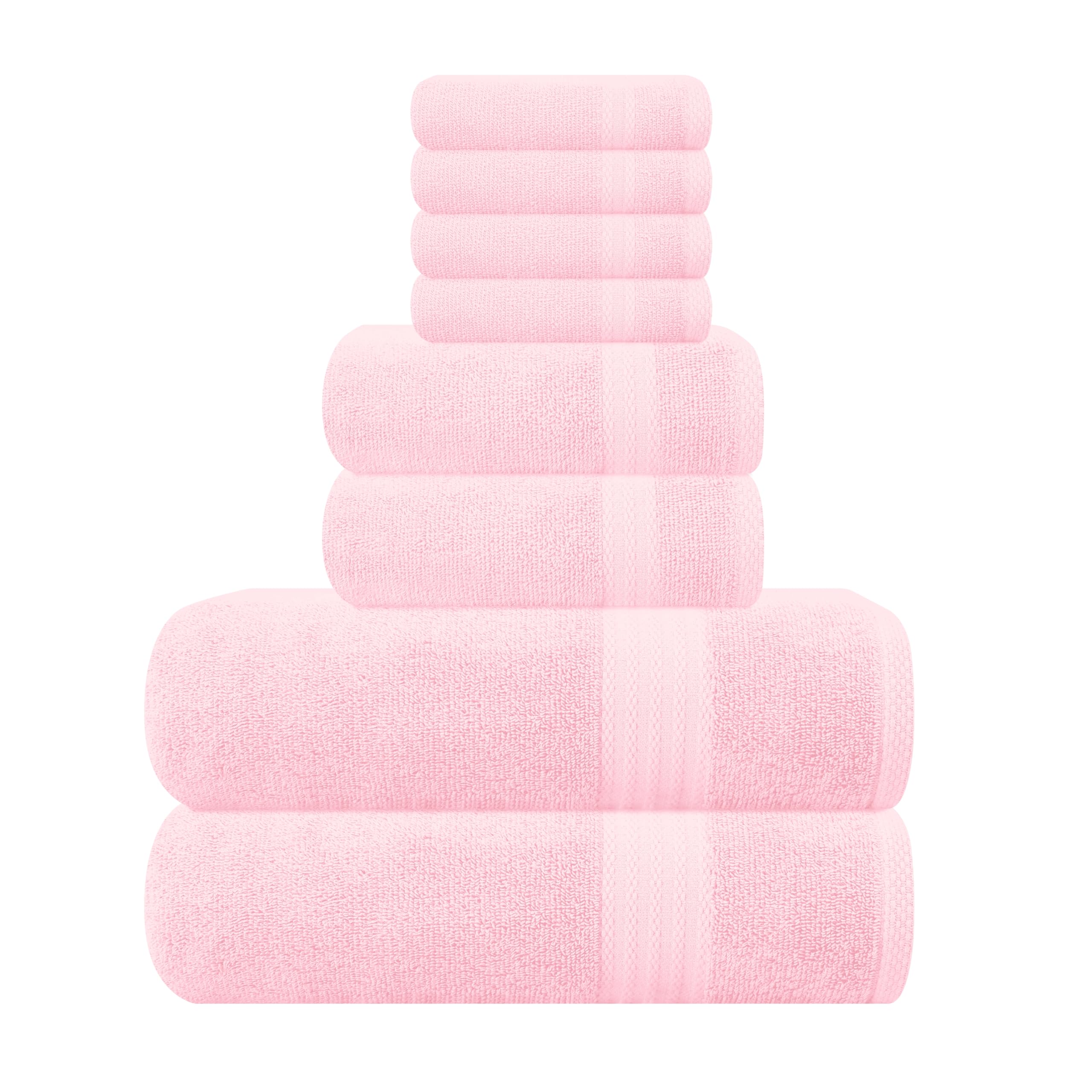 GLAMBURG Ultra Soft 8-Piece Towel Set - 100% Pure Ringspun Cotton, Contains 2 Ov