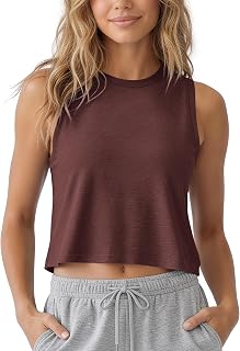 ODODOS Women's Performance Tank Ultra Soft odSTRATUM Tech Sleeveless Tee Shirts High Crew Neck Pullover Top
