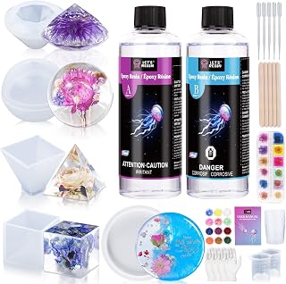 LET'S RESIN 16oz Epoxy Resin and Molds Complete Set for Beginners | Resin Art Kit with Silicone Molds, Pigment, Dried Flowers, Crafts for Adults, Art Supplies for DIY Lovers, DIY Gift for Women