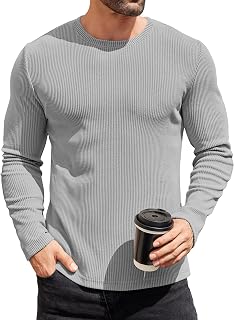 Coofandy Men's Thermal Long Sleeve Slim Fit Crew Neck Knit Sweater