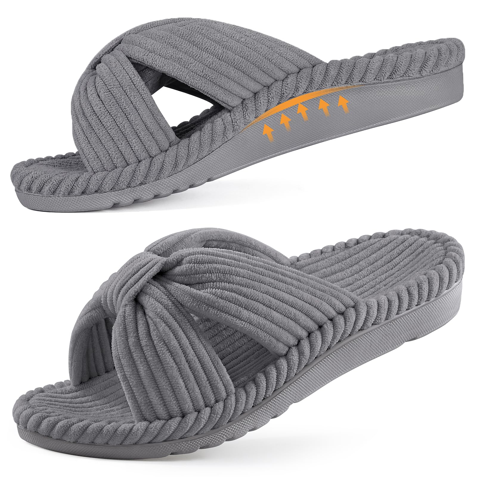 Litfun Orthopaedic Slippers with Arch Support for Women, Comfortable Open Toe, C