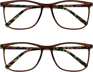 OPULIZE Arc 2 Pack Large Reading Glasses Black Brown Blue Purple Model Men Women Spring Hinges RR66