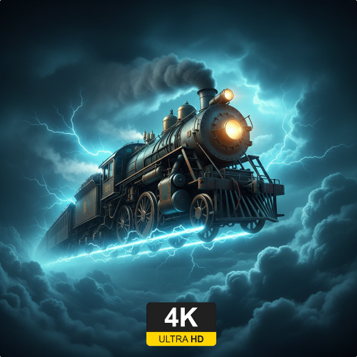 Lightning Steam Train 4K – Fantasy Sky Screensaver