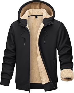Tacvasen Men's Lined Hoodie, Sweat Jacket, Fleece Jacket, Long Sleeve Jacket