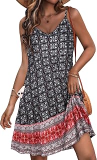 JOELLYUS Women Spaghetti Strap Dresses Summer Dress Beach Pocket Sundresses