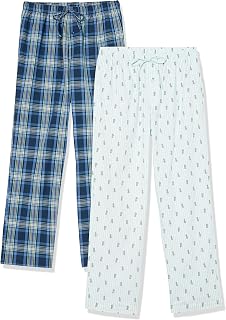 Amazon Essentials 2 Pack Men's Relaxed Fit Cotton Poplin Long Pyjama Bottoms Sleepwear Lounge Pants