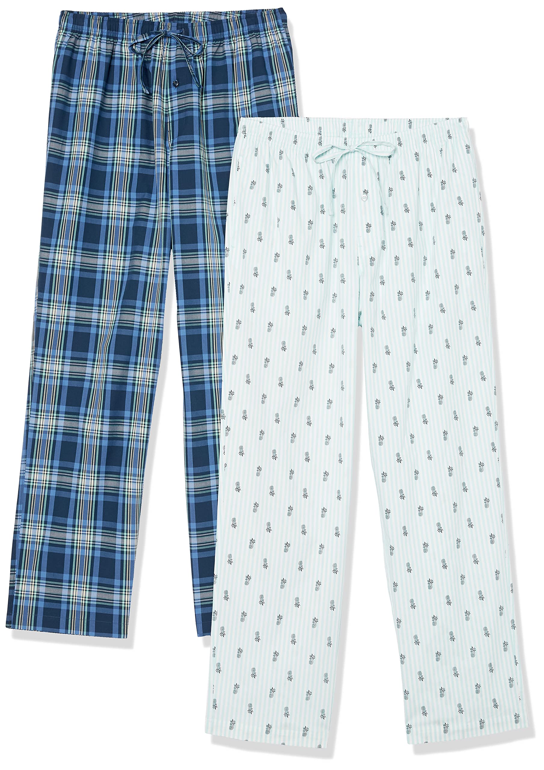 Amazon Essentials 2 Pack Men's Relaxed Fit Cotton Poplin Long Pyjama Bottoms Sle