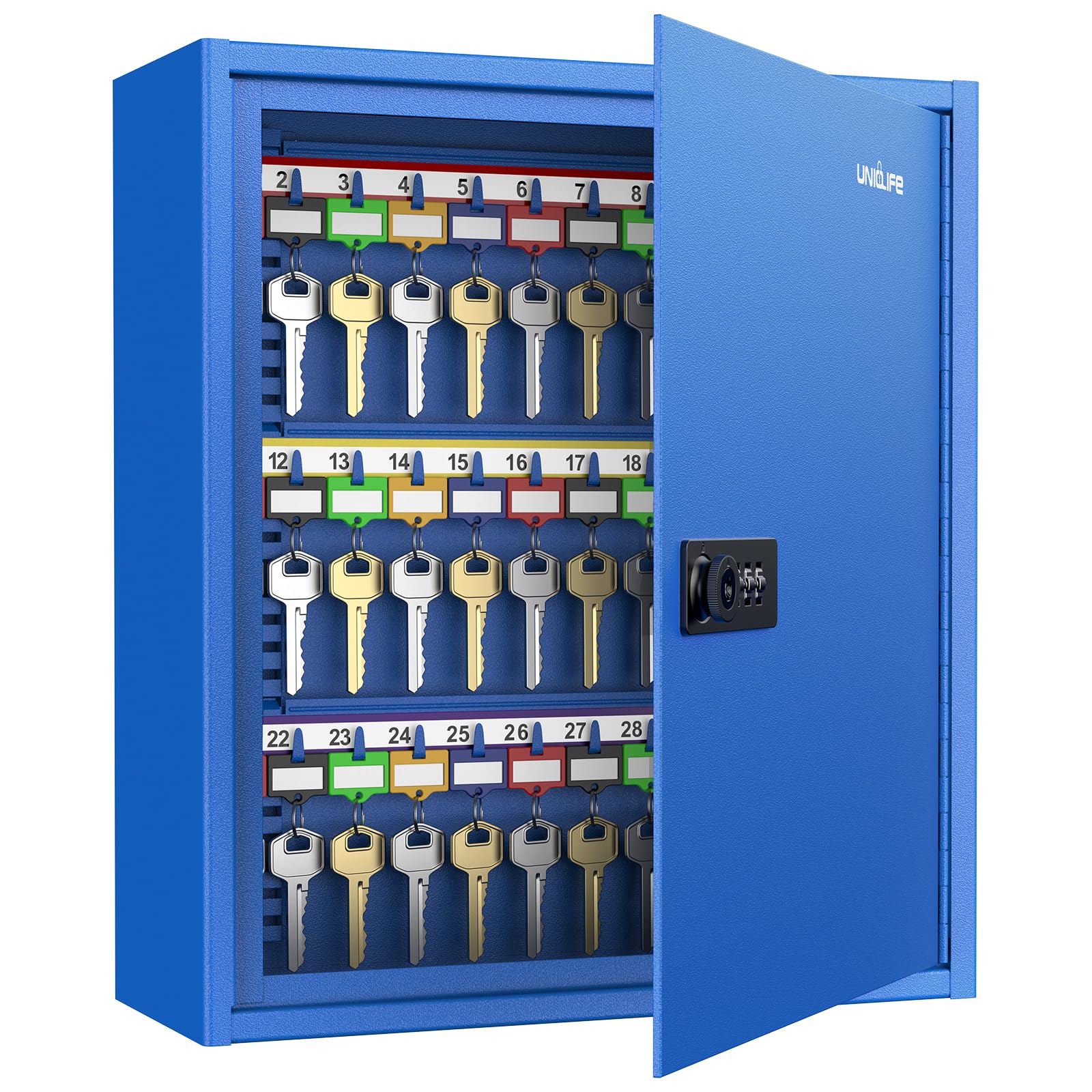 Uniclife 60 Keys Key Lock Box with Code, Wall Mount Key Box, Key Cabinet with Ke