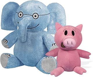 YOTTOY Mo Willems Collection | Pair of Elephant & Piggie Soft Stuffed Animal Plush Toys – 7” & 5” Sitting