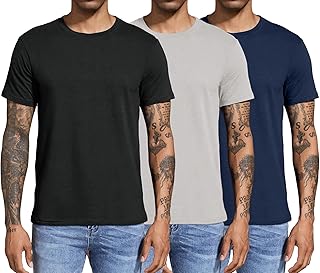 Boyzn Men's 3, 4 or 5 Pack Cotton T-Shirts, Short Sleeve Crewneck Sport Tees, Cotton Gym Workout Running Shirts for Men