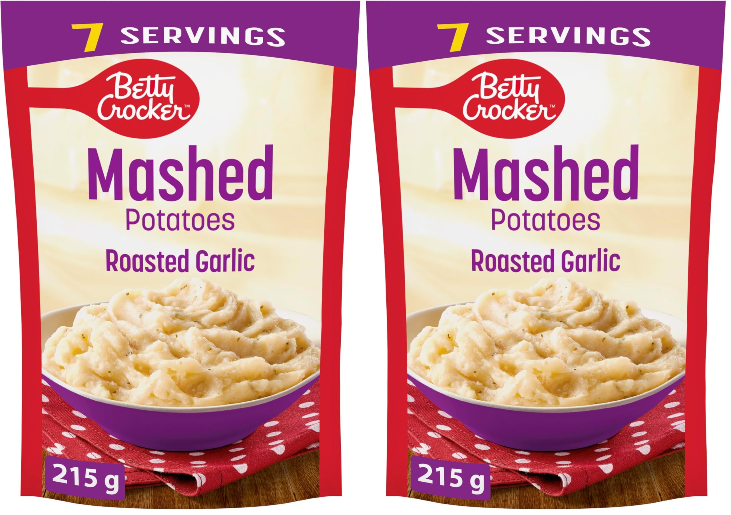 BETTY CROCKER Mashed Potatoes Roasted Garlic Flavour, Made with Real Potatoes, 2