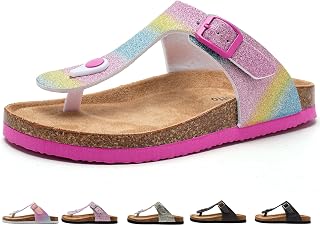 Torotto Kids Flip Flops with Cork Slipper for Girls Boys with Adjustable Buckle Anti-Slip Indoor Outdoor