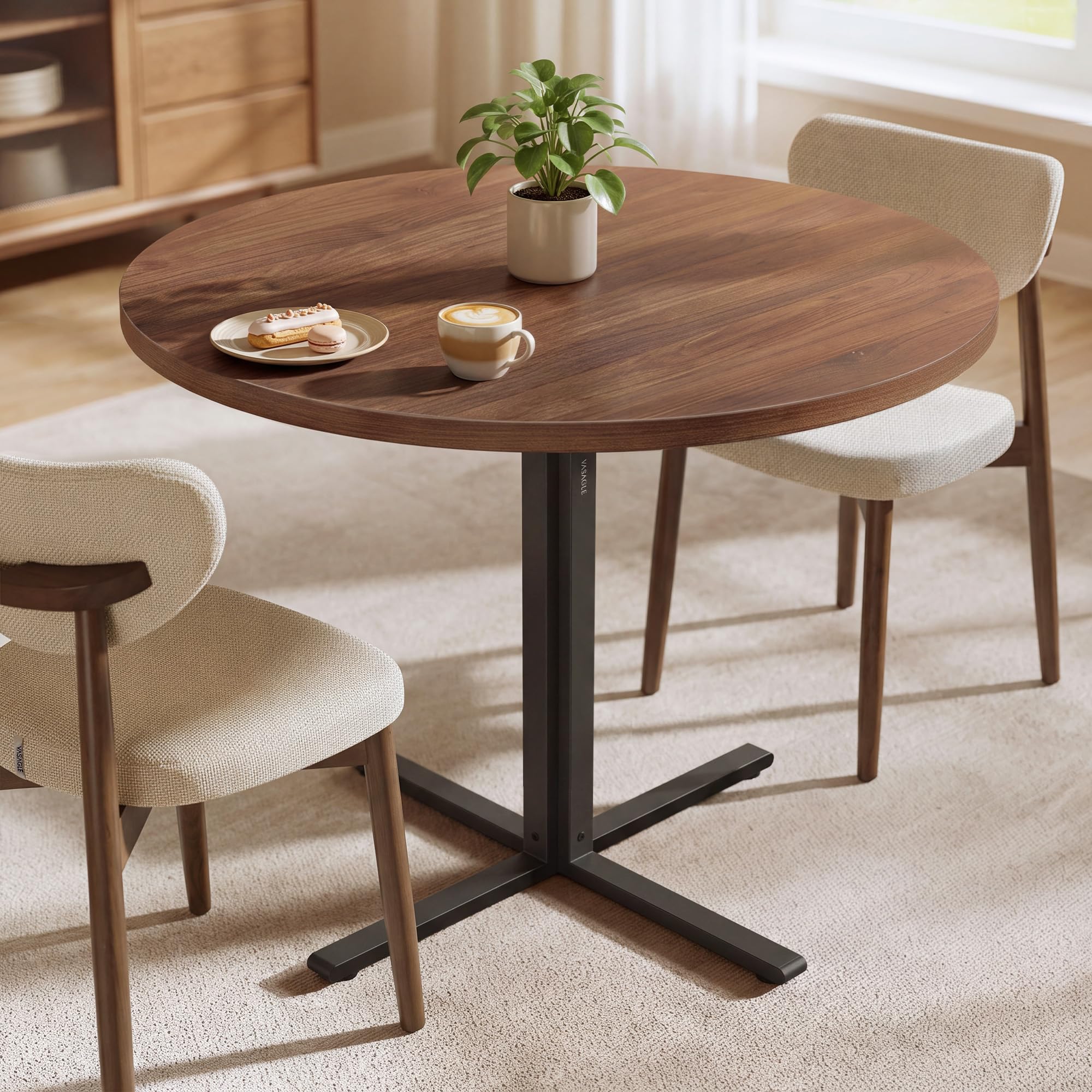 VASAGLE Dining Table, Small Round Kitchen Table for 4 People, 31.5 x 29.4 Inches