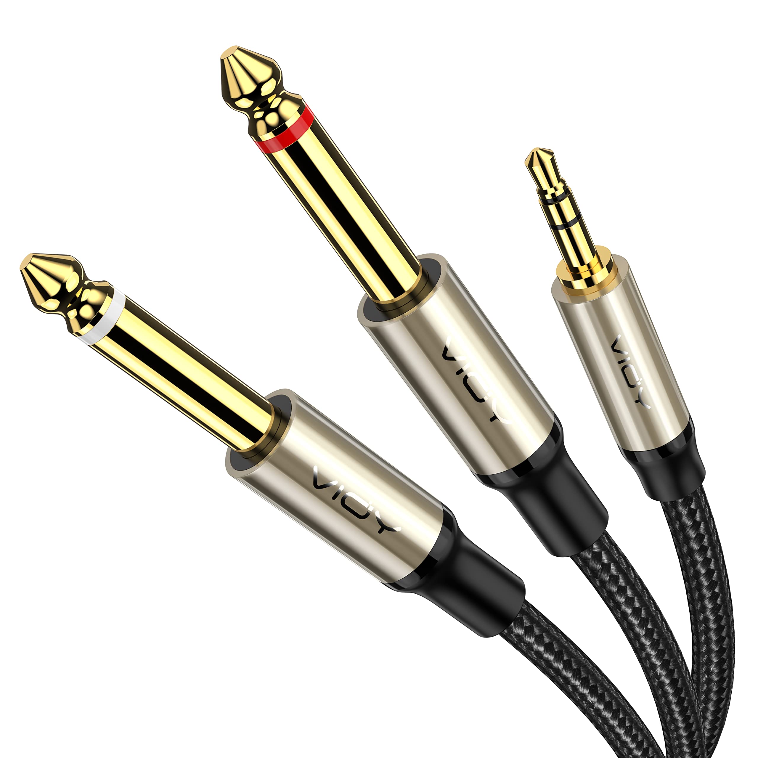 VIOY 1/8 to 1/4 Stereo Cable 1M, 3.5mm TRS Male to Dual 6.35mm TS Male | lossles