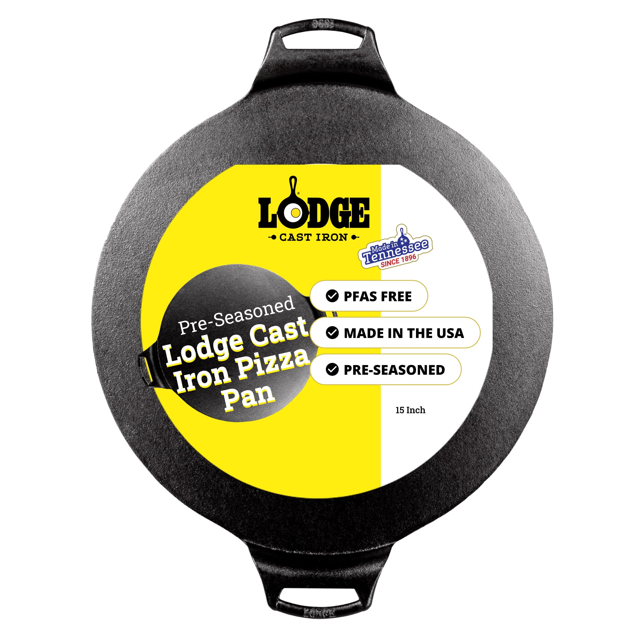 Lodge Pre-Seasoned Cast Iron Pizza Pan, PFAS-Free, 15 Inches | Round Pizza Pan w