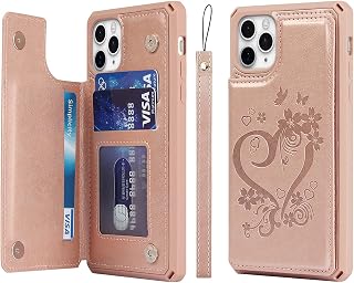 Cavor Custodia a portafoglio per iPhone 11 Pro Max, porta carte di credito, con cordino, in pelle PU, antiurto, per iPhone 11 Pro Max, colore: oro rosa