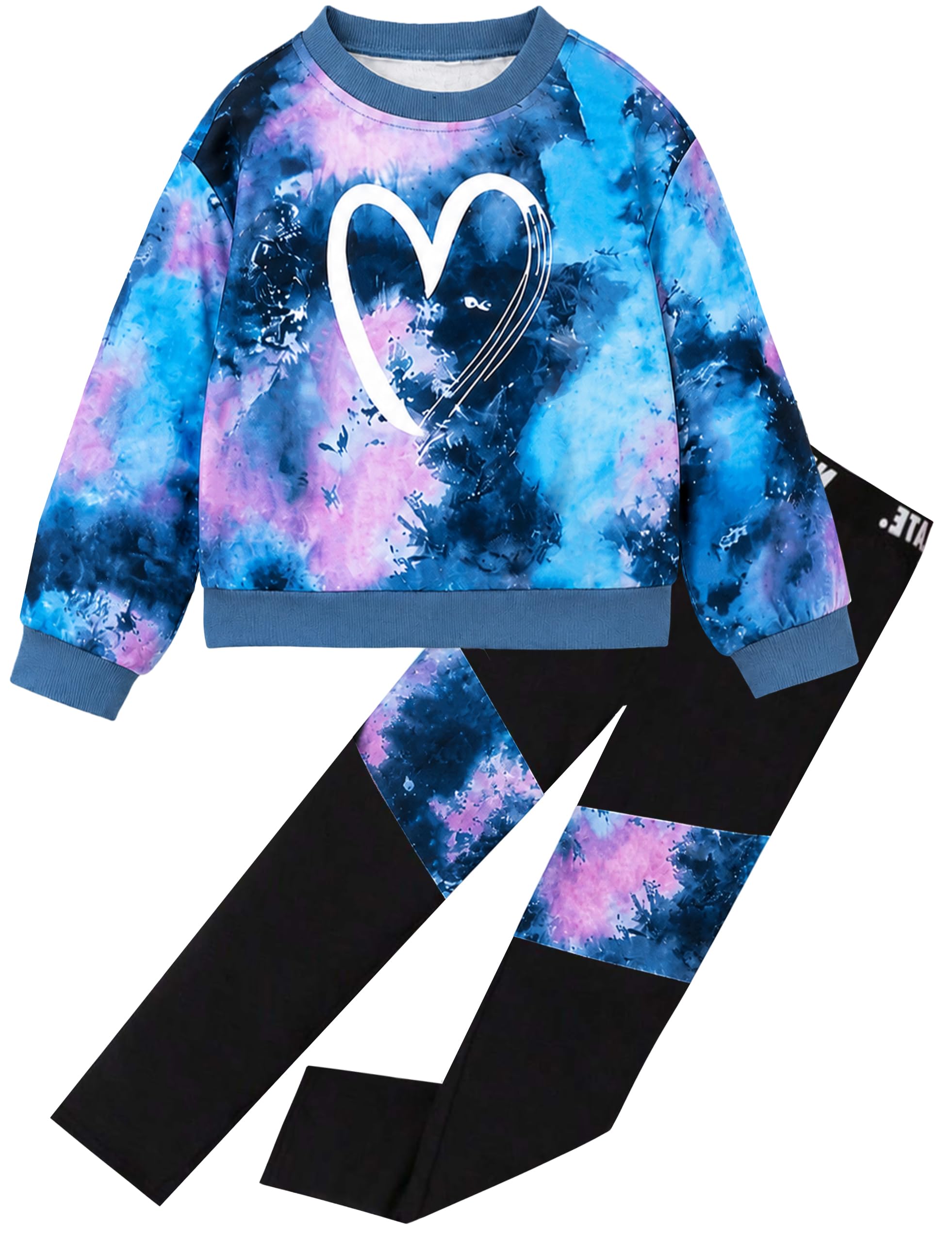 Girls 2 Piece Outfits Kids Clothes Sets Sweatsuit Tracksuit Jogger Print Long Sl