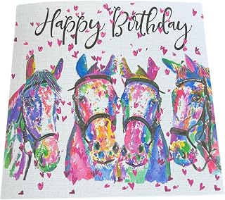 Horse Birthday Card for Horse Lovers, Happy Birthday Watercolour Horse Card for Daughter, Granddaughter, Friend