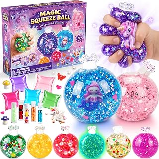 DIY Squishy Balls Making Kit for Kids 6+ - Create Magical Stress Balls | Mix Slime & Glitter for Creative Sensory Play, Screen-Free Craft Fun and Birthday Christmas Gifts