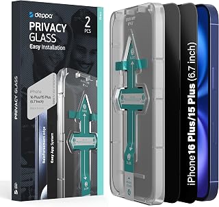 Deppa [2 Pieces for iPhone 16 Plus/iPhone 15 Plus (6.7 Inches) Anti-Spy Tempered Glass with Easy Installation Kit | Dust & Anti-Bubbles | Shock Resistant | Full Coverage |