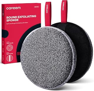 CAVEEM Exfoliating Body Scrubber, Shower Scrubber for Body, 2 Pack, Round