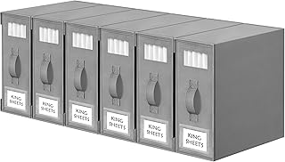 Criusia Bed Sheet Organizers and Storage, 6 Pack Foldable Linen Closet Organizer Box – Bedding Holder for Sheet Set (King/Queen Sizes), Duvet Covers, Blankets (Grey)
