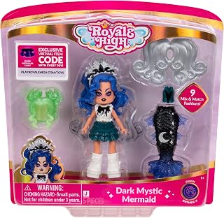 Royale High 3” Dark Mystic Mermaid Fashion Doll - 1 Figure with 9 Fashion Accessories - Virtual Item Code Included - Series 3 - Ages 5+