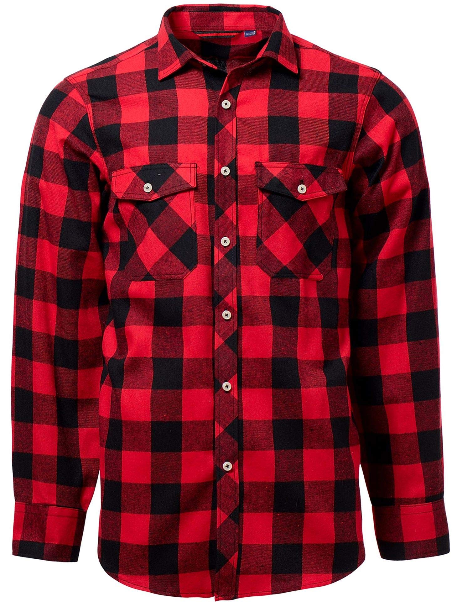 J.VER Men's Flannel Shirt, Men's Long-Sleeved Classics Checked Flanell Shirt, Me