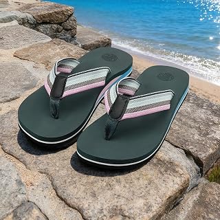 Flip Flops for Women-Arch Support Woven Strap Yoga Mat Cushion Lightweight Slip On Sandals for Summer Beach Indoor Outdoor