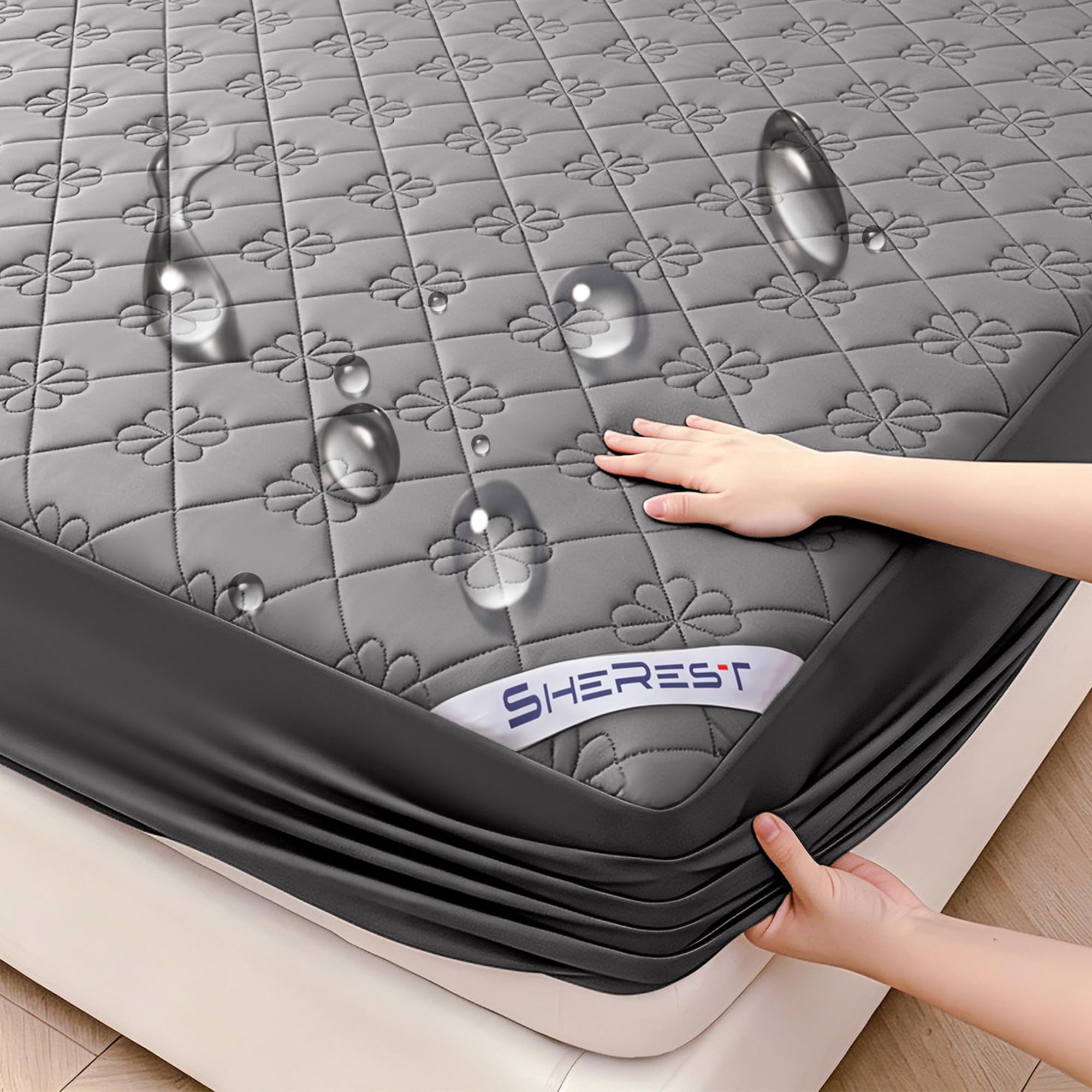 SheRest 100% Waterproof Mattress Protector Queen Size, Ultra-Soft Breathable Noi