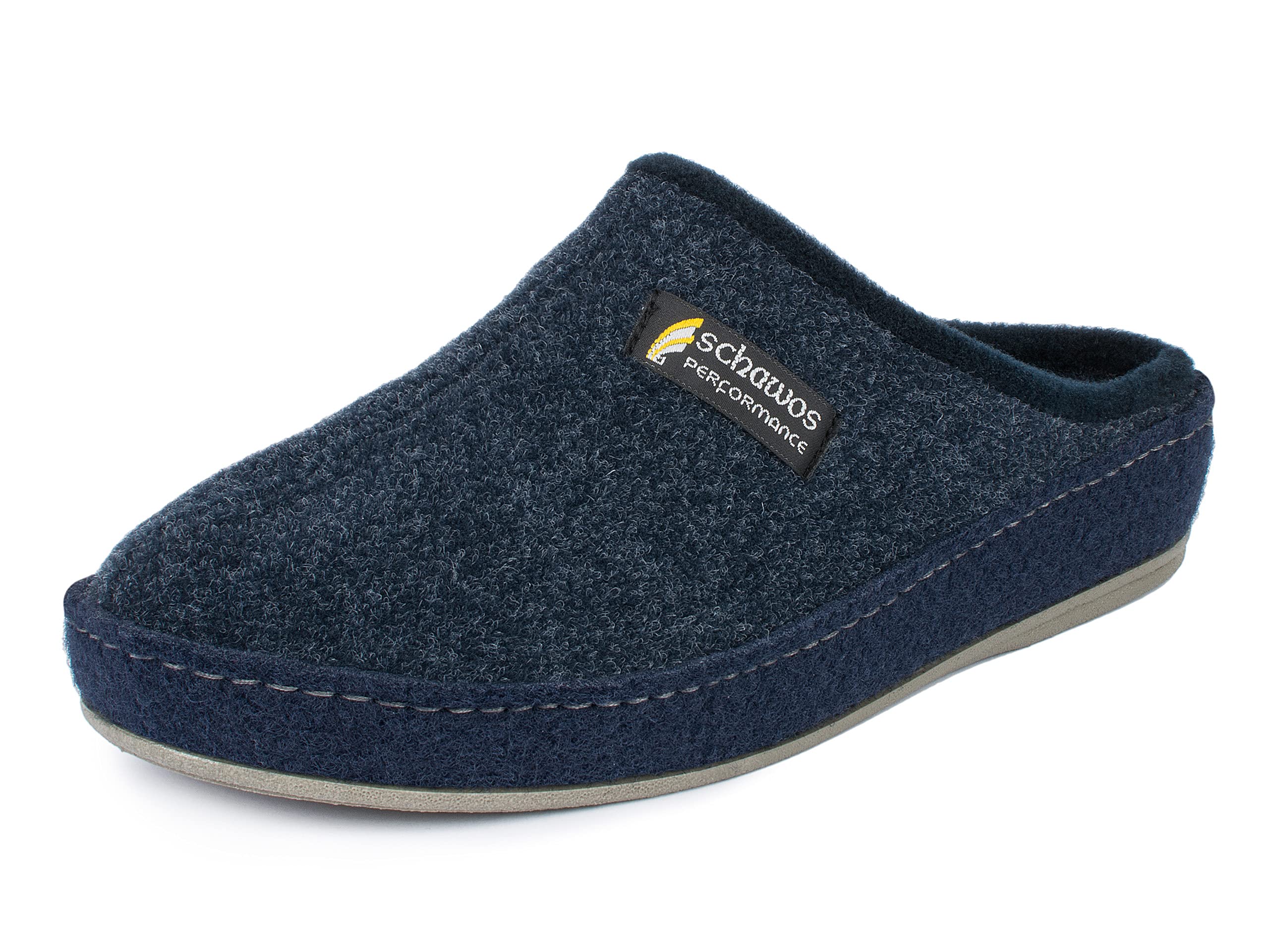 SCHAWOS Men's Felt Slippers 6030 with Footbed Fixed Sole Non-Slip