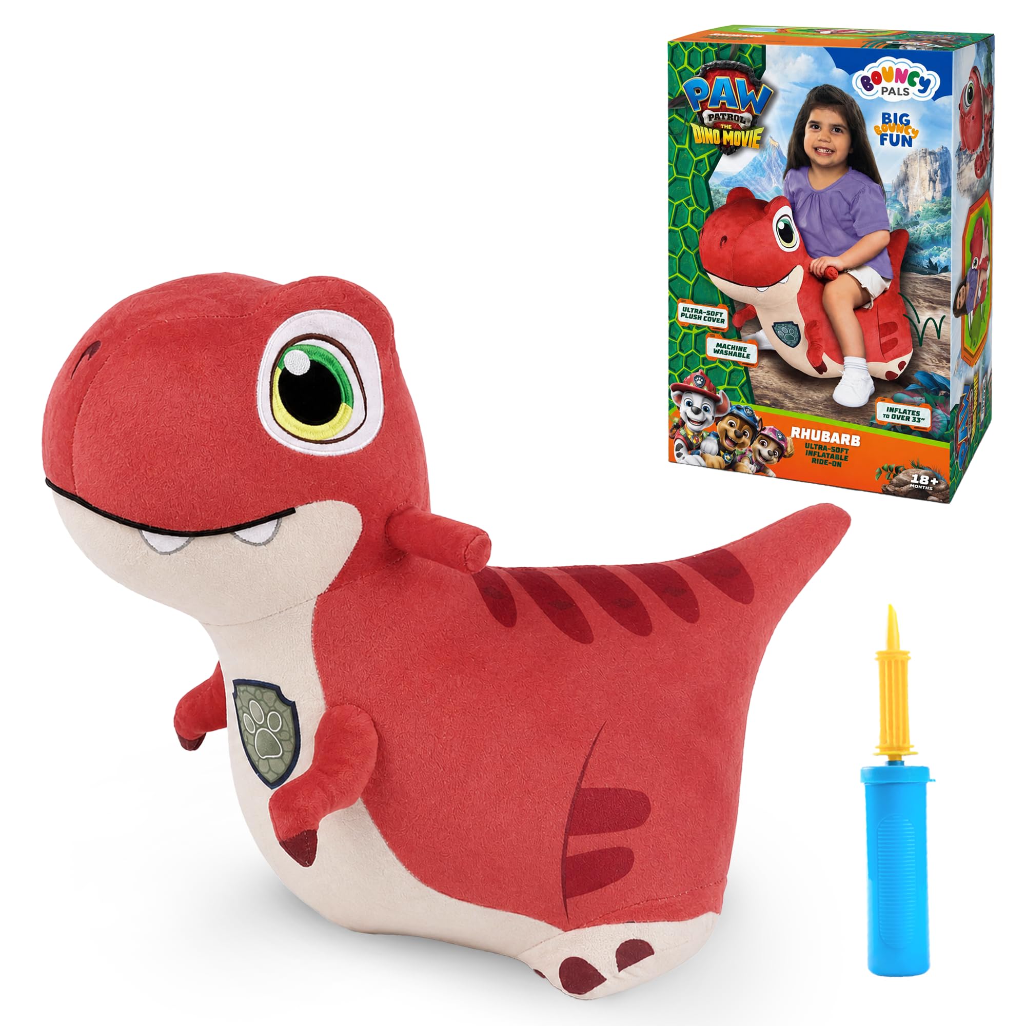 Bouncy Pals Paw Patrol x The Dino Movie Toddler Dinosaur Hopper Toy-Rhubarb | In