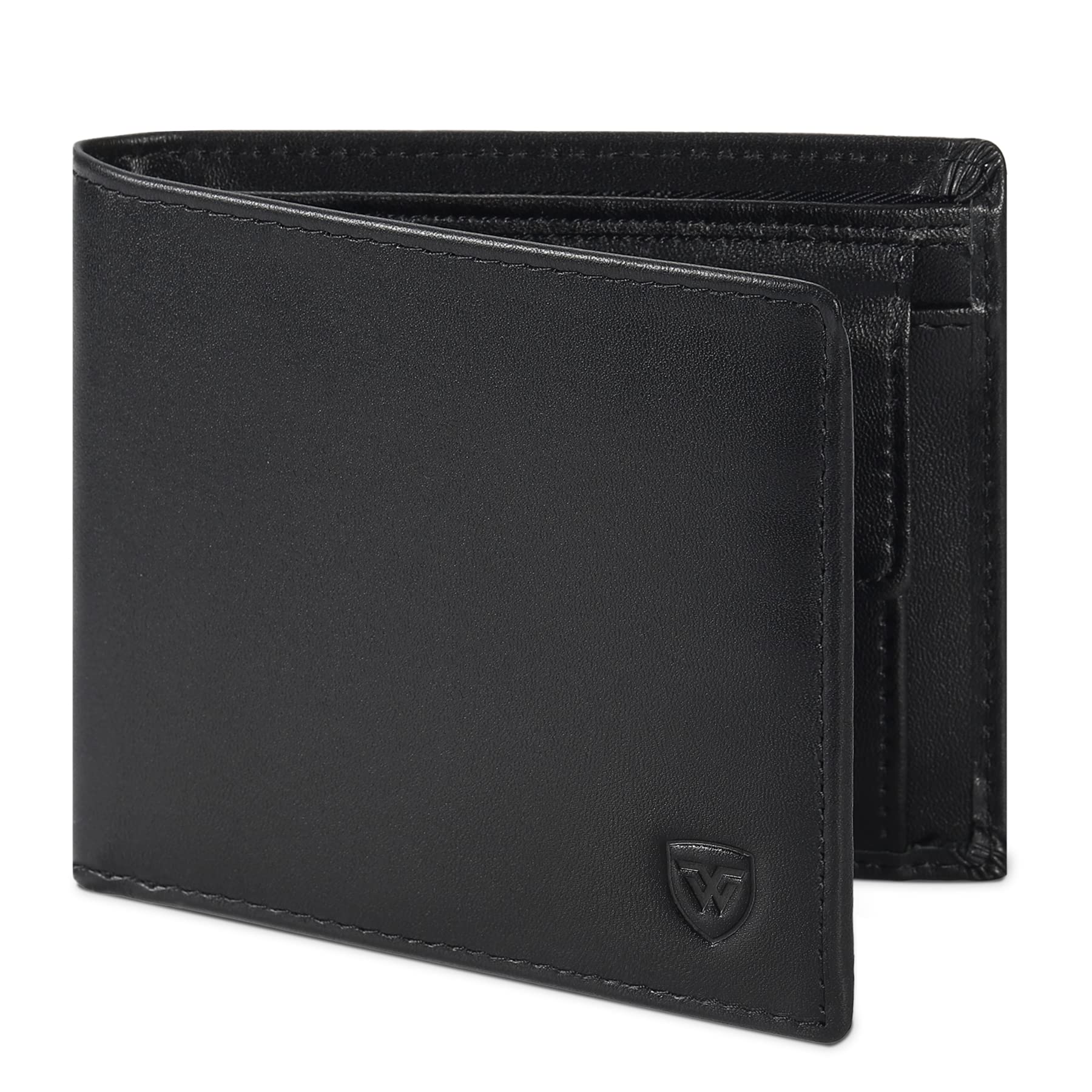 WONSEFOO Men's Leather Wallet with RFID Protection, Slim Wallet with 9 Card Slot