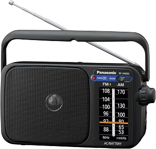Panasonic Portable AM/FM Radio, Battery Operated Analog Radio, AC Powered, Black (RF-2400-K)