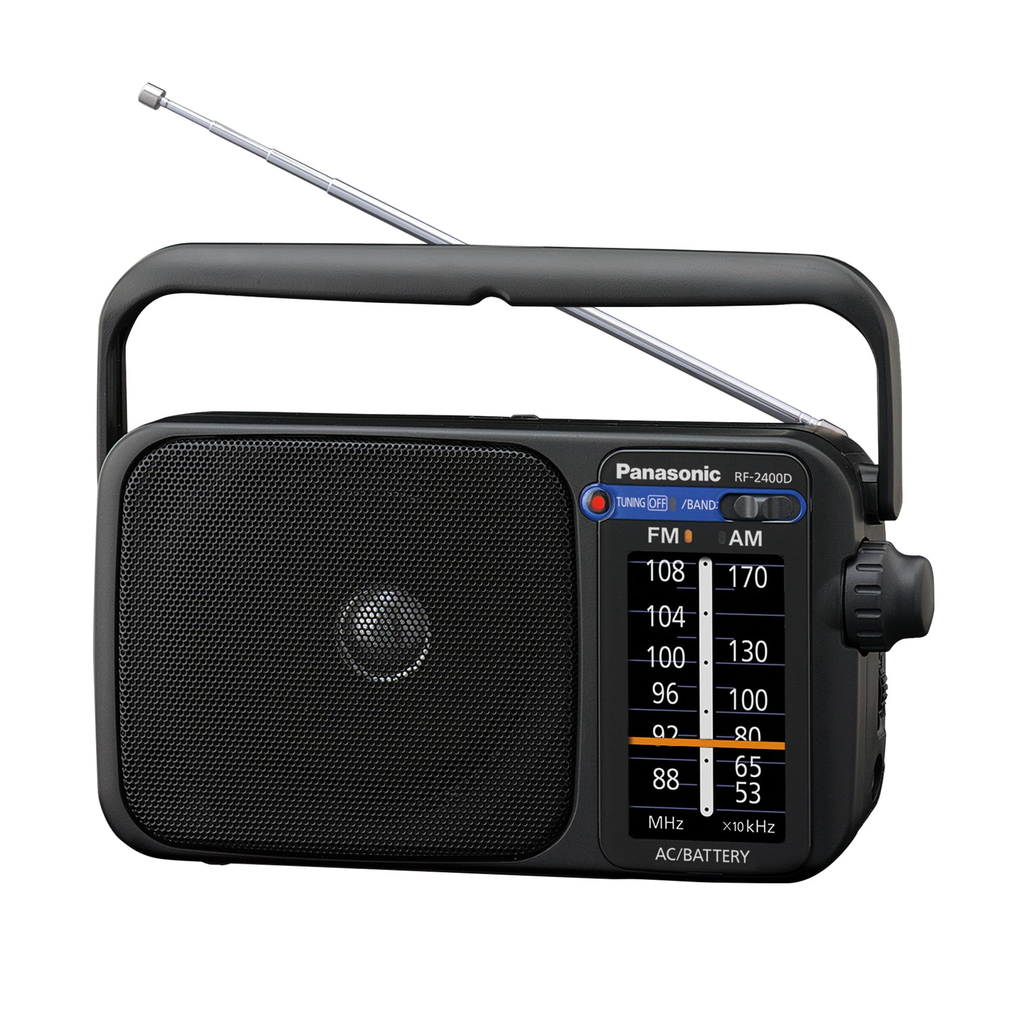 Panasonic Portable AM/FM Radio, Battery Operated Analog Radio, AC Powered, Black