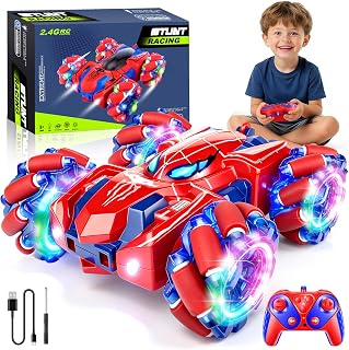 Ciiokjnm Remote Control Cars, RC Cars Kid Toys, 2.4Ghz Stunt RC Car, Double Sided 360° Rotation with Headlight USB Rechargable, Gift Toys for 3 4 5 6 7 8 Year old Boys Girl Kids