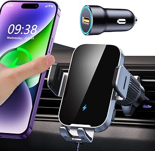 ISEYOU Car Phone Holder Wireless Charger, 15W Fast Charging Auto Clamping Wireless Car Charger, 360° Rotation Air Vent Mount With Electric Sensor Compatible For iPhone 17 16 15 Pro Max, Samsung Galaxy