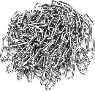 LEXININ 1/8 Inch x 49 Feet Stainless Steel Coil Chain, 3mm x 15m Metal Coil Chain, Proof Coil Chain for Hanging Plants, Trailer, Drying Clothes