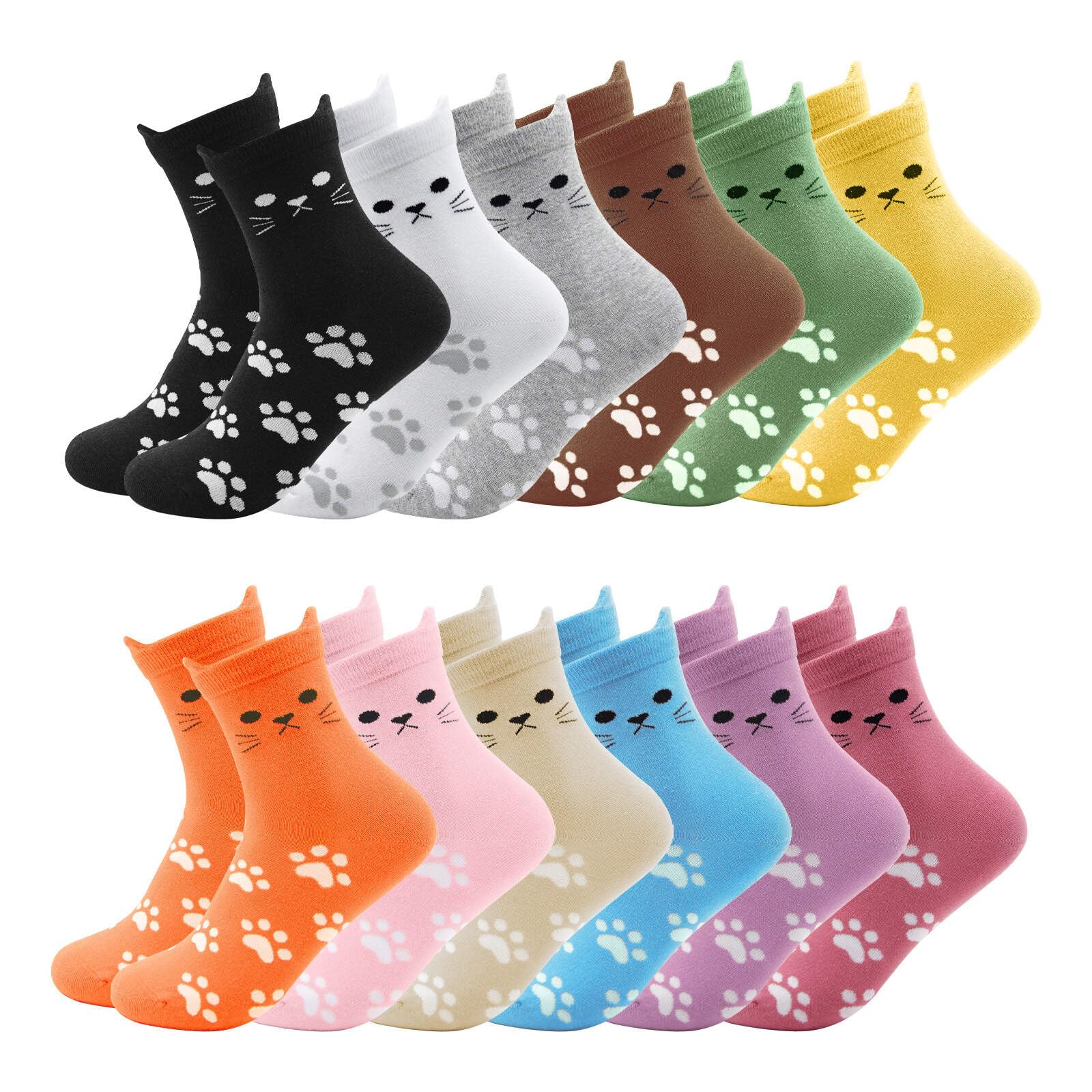 Fashion Cotton Crew Cats Socks Funny Novelty Casual Cute Colored Cat Ears Socks 