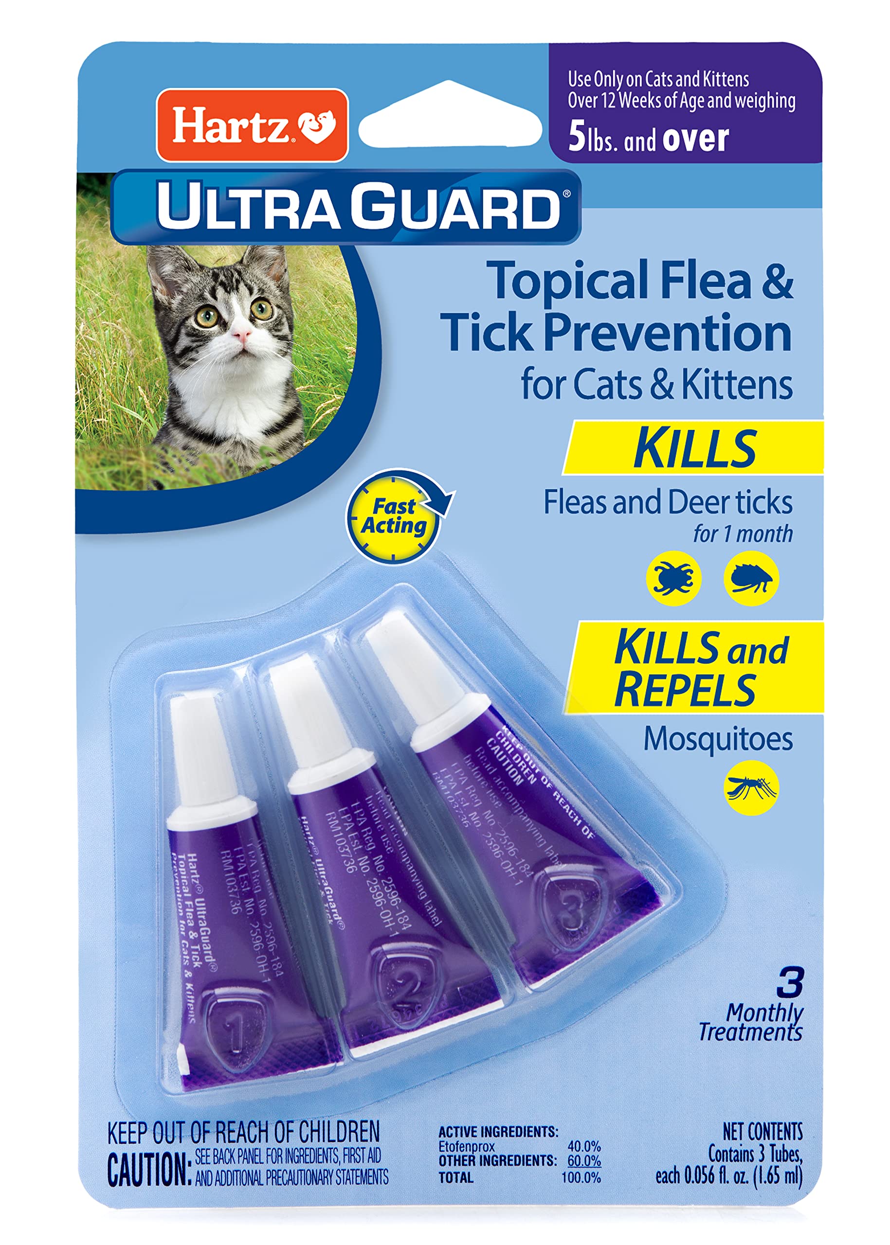 Hartz UltraGuard Topical Flea & Tick Prevention for Cats and Kittens - 3 Monthly