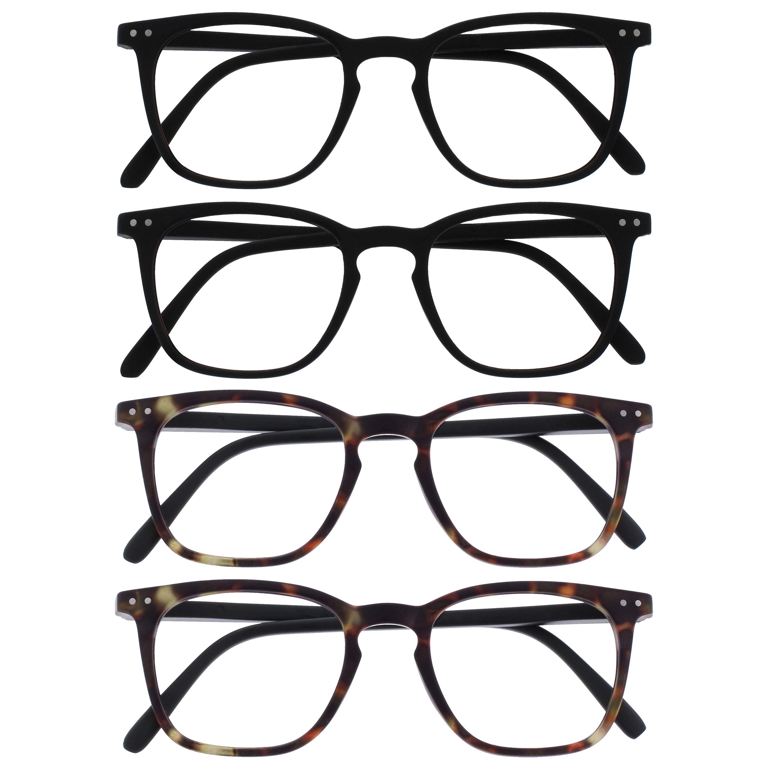 Opulize Bex RRRR64-1122 +3.50 Men's Large Reading Glasses 4 Pack