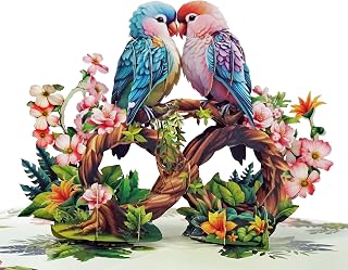 CUTPOPUP Parrot Couple Pop Up Anniversary Cards, 3D Wedding Anniversary Card for Him Her Wife Husband Mum Dad, Birthday Card, Mothers Day, Happy Valentines Day Cards Romantic (Parrot) US8-LO175UK